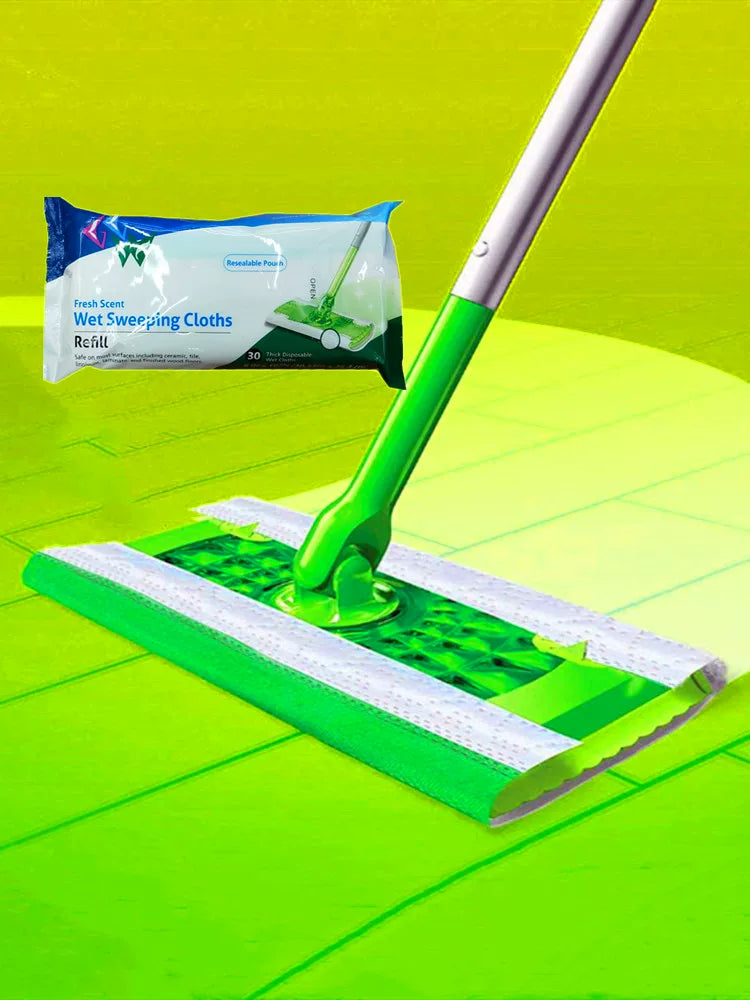 Thickened Disposable Wet Mop Wipes for Dust Mops - Hands-Free Floor Cleaning