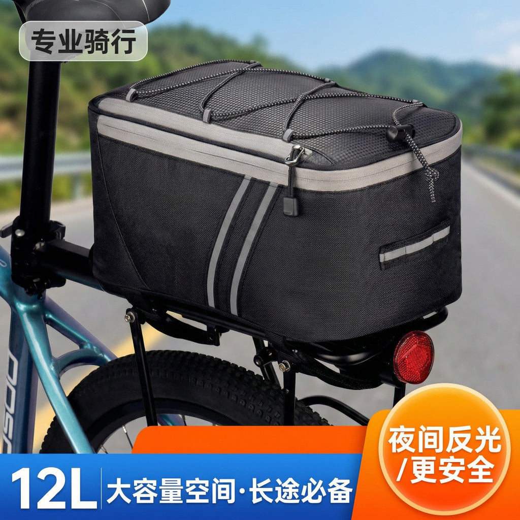 Bicycle Rear Rack Bag with Rain Cover, Large Capacity Bike Trunk Bag, Taillight Hanger