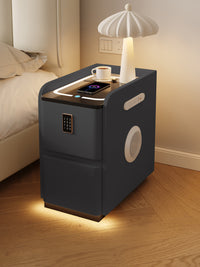 Smart Nightstand, Ultra-Narrow Bedside Table for Small Spaces, Modern Minimalist Solid Wood, No Assembly Required