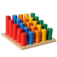 Montessori Geometric Cylinder Ladder Wooden Sorting Sensory Educational Toy for Early Learning