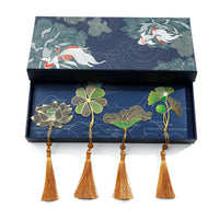 Creative Metal Painted Bookmark Chinese Style Leaf Brass Tassel Retro Student Gift Stationery