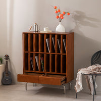 Mid-Century Solid Wood Record Cabinet Living Room Magazine Storage Nordic Small Apartment Sofa Side Table Bookshelf