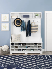 Vintage Entryway Hall Tree with Shoe Cabinet and Coat Rack, Large Capacity Storage for Entryway