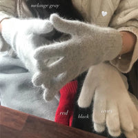 Fluffy Rabbit Fur Touchscreen Gloves for Winter Outdoor Cycling