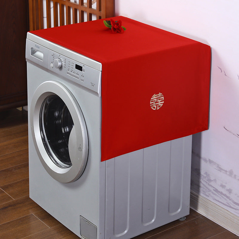 Washing Machine Dust Cover with Embroidered Double Happiness for Chinese Wedding Decor