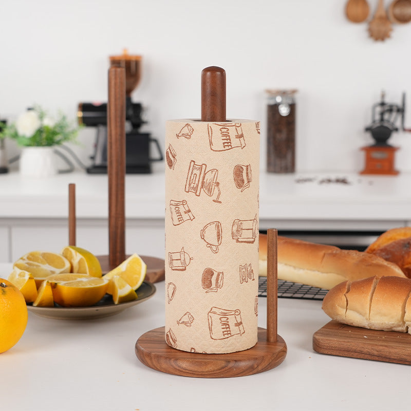 Acacia Wood Kitchen Paper Towel Holder Stand for Countertop or Table