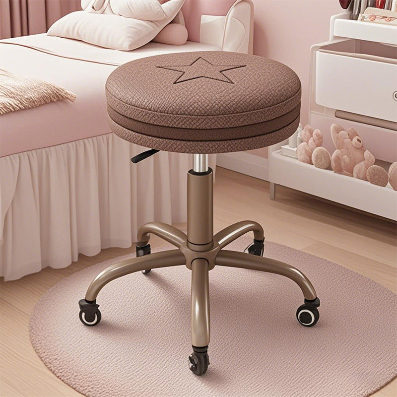 Lamb Velvet Swivel Bar Stool with Backrest and Wheels for Salon, Dental, and Beauty Use