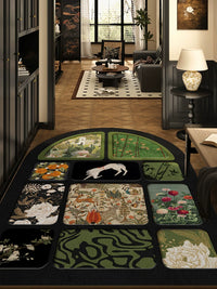 Vintage PVC Leather Entrance Mat Non-Slip Washable Doormat for Home Entryway