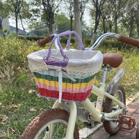 Kids' Woven Bicycle Basket with Liner - Front Handlebar Storage for Children's Bikes, Detachable & Portable
