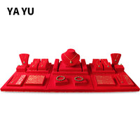 Red Velvet Jewelry Display Stand for Necklaces, Rings, Pendants, Bracelets and Hairpins