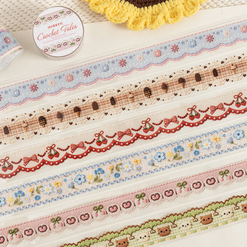 Tomato Sauce Girl Crochet PET Tape Series for DIY Scrapbooking and Decoration