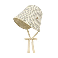 Striped Sun Protection Bucket Hat with Chin Strap - Wide Brim Full Face Coverage for Women