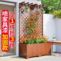 Garden Planter Box with Trellis Outdoor Patio Divider Fence Flower Stand for Climbing Plants