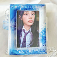 Mini Photo Album Keychain for 3-inch Instax Photos and Photocards, Single Grid Ice Rain Design