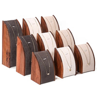 Walnut Wood Curved Necklace Display Stand Set for Pendants and Jewelry