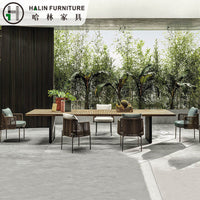 Outdoor Wicker Dining Table and Chair Set for Patio Garden Cafe
