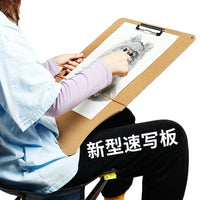 Portable Wooden Sketch Board with Clip for Art Drawing and Painting, 4K Size