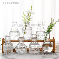 European Vintage Embossed Glass Vase Set for Dried Flowers - Living Room & Bedroom Decor