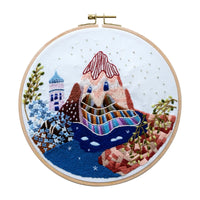 DIY Embroidery Kit for Adults, Landscape Pattern Needlework Craft with Hoop and Tutorial
