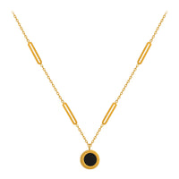 Double-Sided Roman Numeral Disc Pendant Necklace for Women, Rose Gold Plated