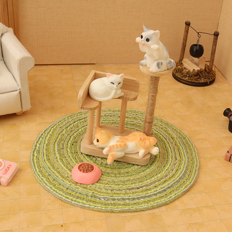 Miniature Dollhouse Cat Tree & Accessories Set for DIY Room Scenes