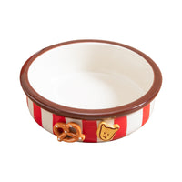 Hand-Painted Ceramic Pet Bowl for Cats and Dogs, Large Caliber Anti-Tip Design