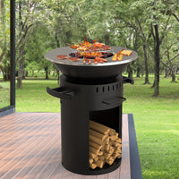 European Style Outdoor Patio Fire Pit BBQ Grill Vertical Wood Burning Stove Multifunctional Garden Heater