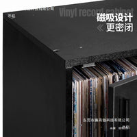 Japanese Style LP Record Storage Cabinet Stackable Display Shelf Black Vinyl Organizer