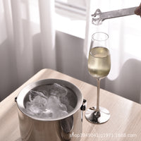 Double-Layer Stainless Steel Ice Bucket with Lid and Tongs, Insulated Wine Chiller for Home & Hotel