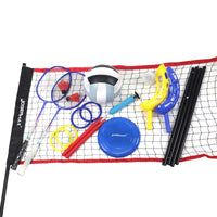 5-in-1 Badminton Beach Volleyball Paddle Set with Flying Disc and Catch Ball Game
