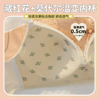 French Style Wireless Bra and Panty Set for Women, Thin, Minimizing, Push-Up, Sexy Lingerie