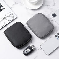 Minimalist Japanese Canvas Multi-functional Mini Portable Key Pouch with Headphone/Lipstick Compartment
