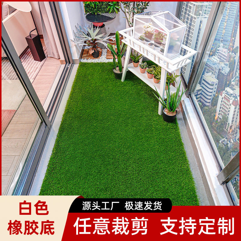 Mingrun Artificial Grass Turf Mat for Balcony Wedding Decor, Green Fake Lawn Carpet, Outdoor Thickened