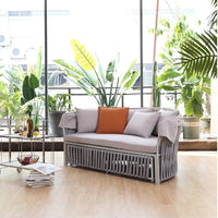 Nordic Outdoor Rattan Round Daybed Sofa for Resort Pool Balcony Sunroom