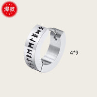 Stainless Steel Roman Numeral Hoop Earrings for Men, Single Piece