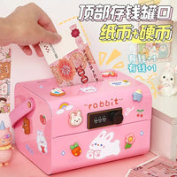 Kids' Password Piggy Bank with Handle, Stainless Steel Money Saving Box for Boys and Girls
