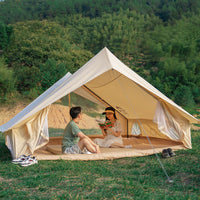 Feitu Outdoor Luxury Cotton Canvas Bell Tent for Camping - Breathable, Waterproof, Sun-Protected, Lightweight, Large Space