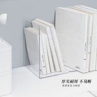 L-Shaped Thick Transparent Acrylic Bookends for Desk Organization