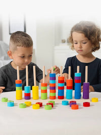 Kids Rainbow Stacking Rings Montessori Educational Toy for Early Learning and Logic Training