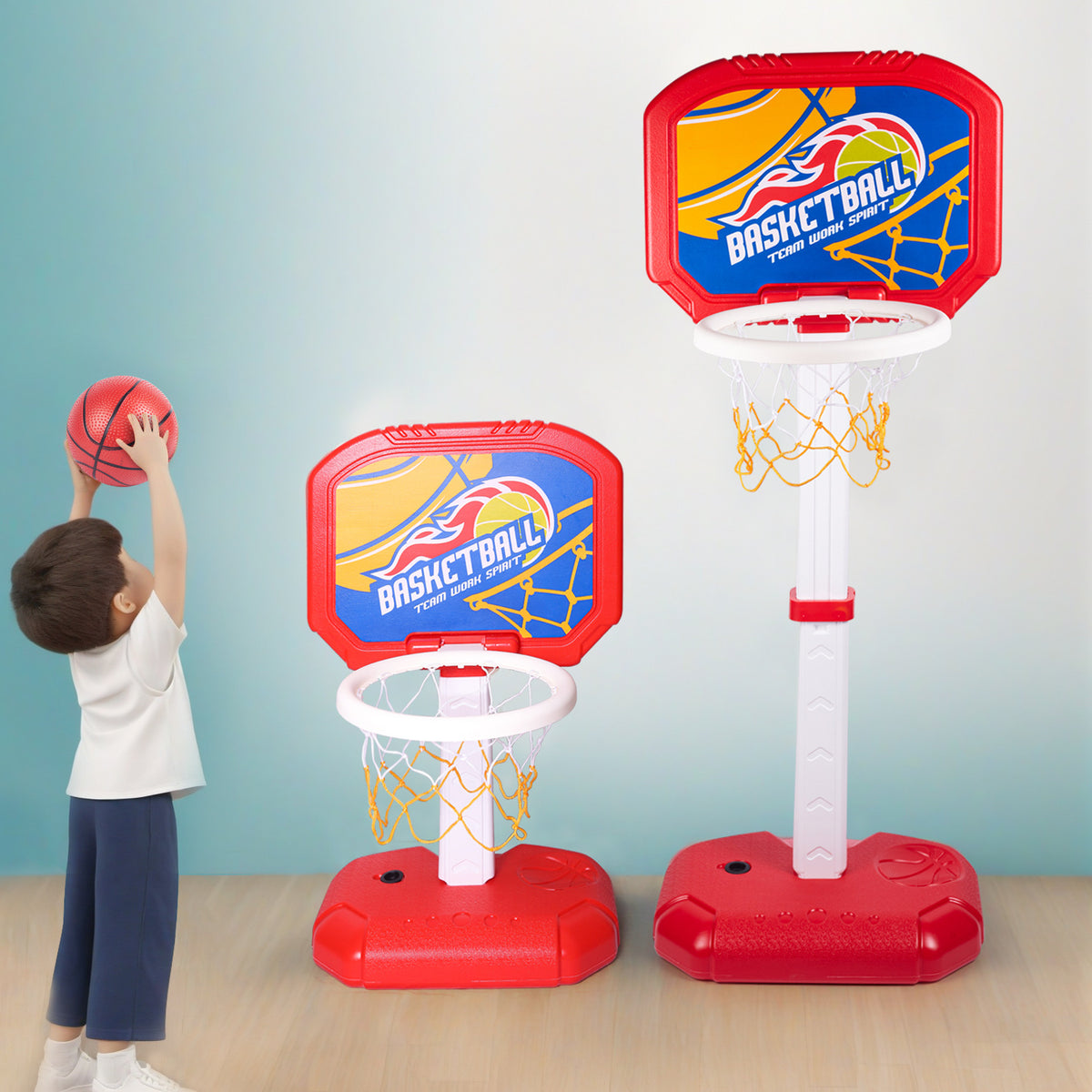 Adjustable Height Inflatable Water Basketball Hoop Set for Kids Pool Beach Indoor Outdoor Play