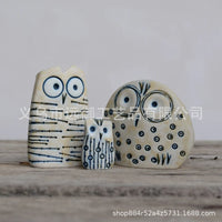 Owl Family Figurines Abstract Bird Art Resin Statues for Home Decor