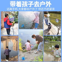 Kids' Extendable Fishing Net with Folding Bucket for Catching Fish, Dragonflies, and Butterflies