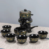 Automatic Ceramic Kung Fu Tea Set with Rotating Filter Teapot and Cups
