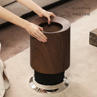 Wood Grain Waste Bin for Home, Office, Hotel - 12L Luxury Retro Style Trash Can