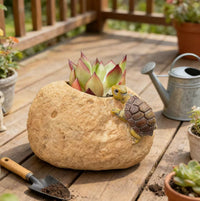 Creative Animal Shaped Resin Planter for Balcony Garden Decor - Turtle & Frog Designs