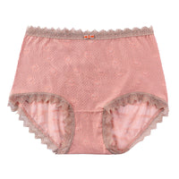 Women's High Waist Tummy Control Lace Mesh Briefs with Antibacterial Gusset