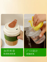 Portable Ice Cube Maker Coffee Cup with Built-in Ice Tray, Large Capacity Cold Brew Tumbler for On-the-Go Iced Americano