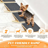 Adjustable Height Wooden Pet Stairs with Non-Slip Treads for Small Dogs