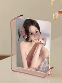 Acrylic L-Shaped Photo Frame, DIY Crystal Picture Display Stand, Double-Sided Desktop Transparent Frame