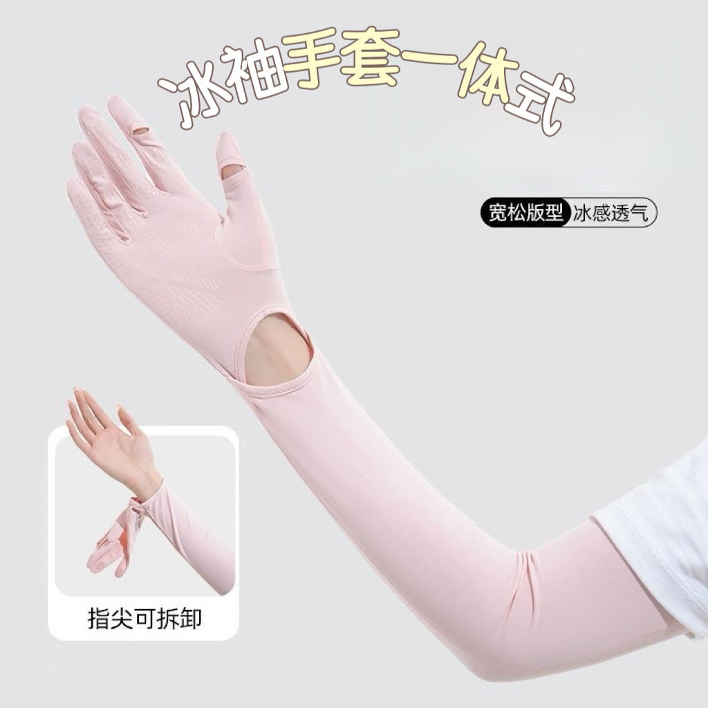 UV Protection Arm Sleeves with Thumb Hole, Flip-Top Hand Cover and Touchscreen Function for Outdoor Cycling